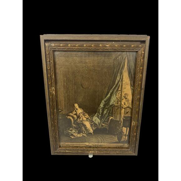 Antique Jewelry Art Box Hinged Artwork Lid Victorian Romantic Wooden Renaissance - Picture 3 of 15